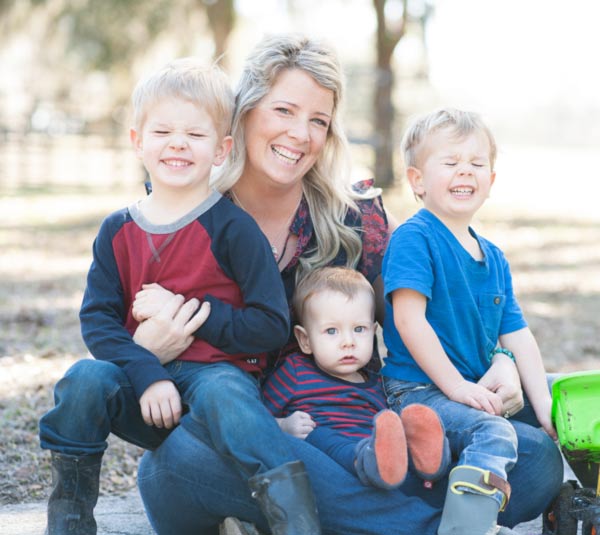 Essential oil expert, Mollie Vacco, with her children.